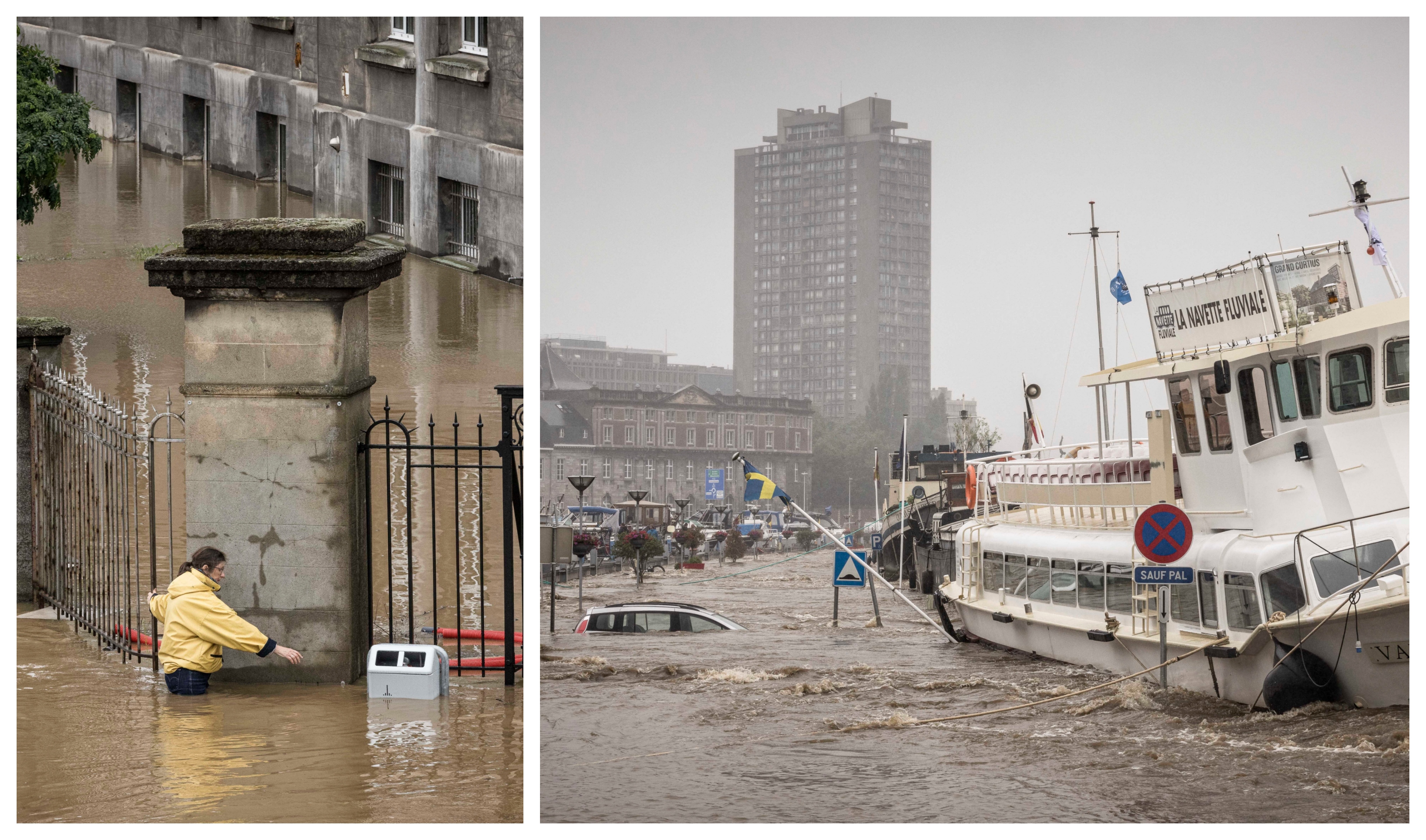 Den belgiska staden Liége evakueras efter omfattande översvämningar.
